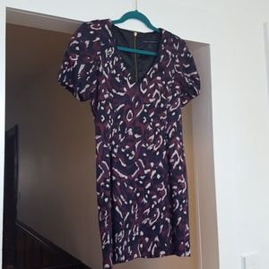 Mini dress purple fushia navy blue print